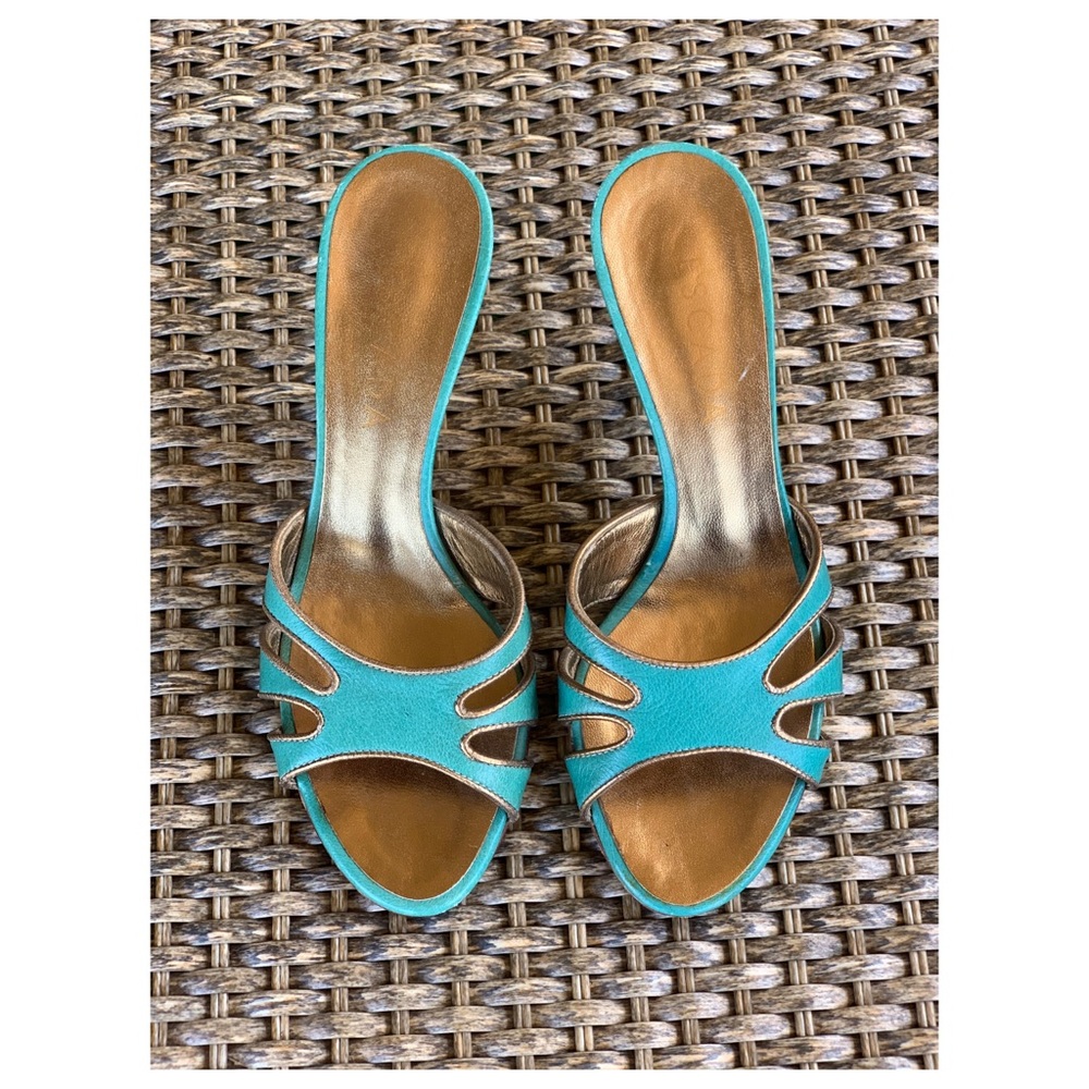 ESCADA Leather Slide Heels Sandals